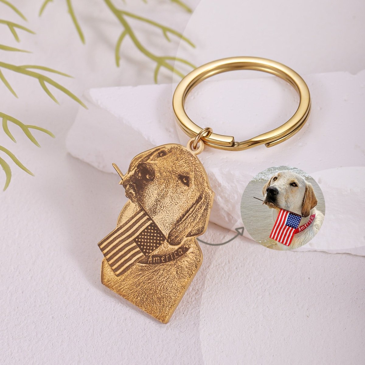 Custom Pet Portrait Keychain – Engraved Dog & Cat Keepsake, Personalized Pet Jewelry - MyFurHero