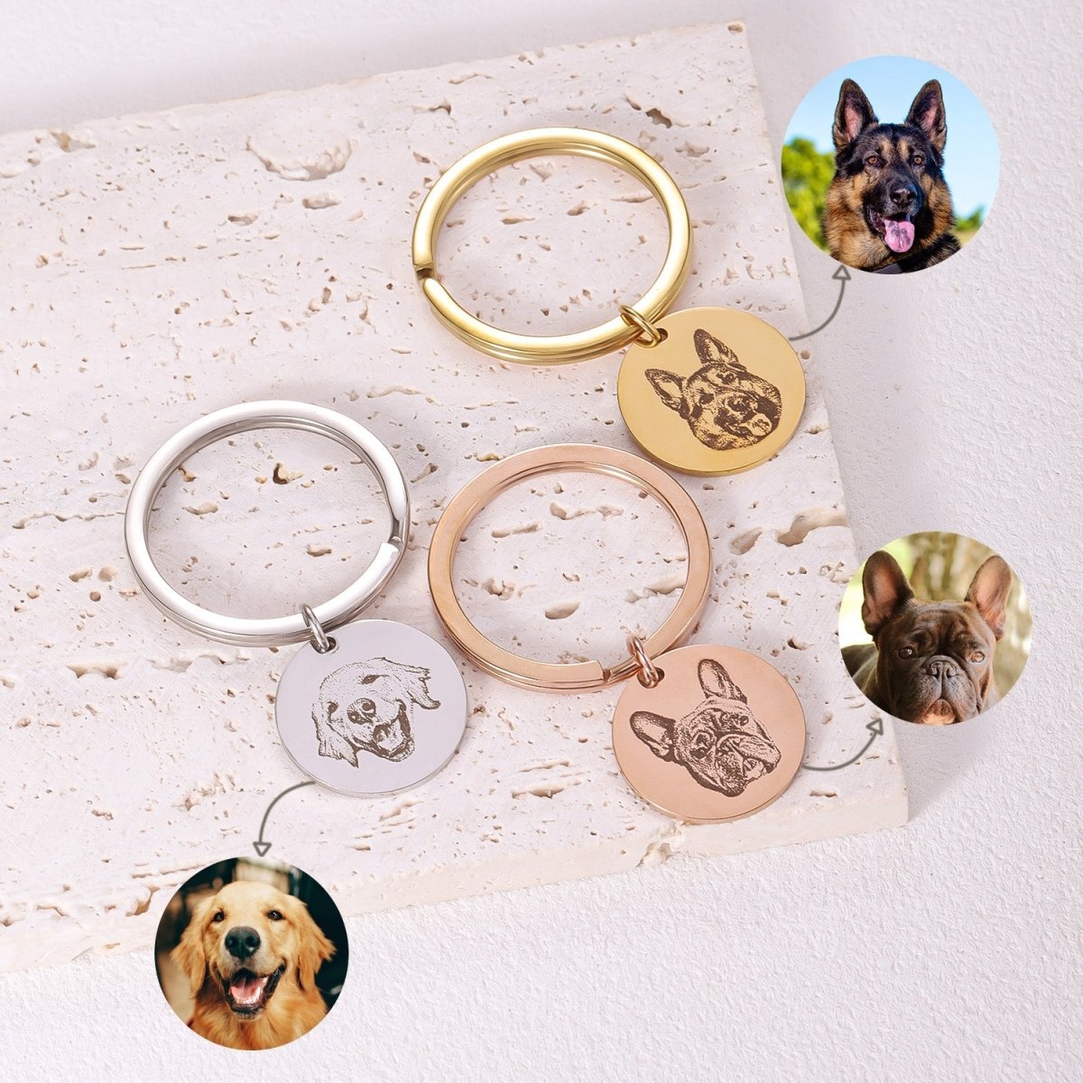 Engraved Pet Disc Keychain – Custom Dog & Cat Portrait - MyFurHero