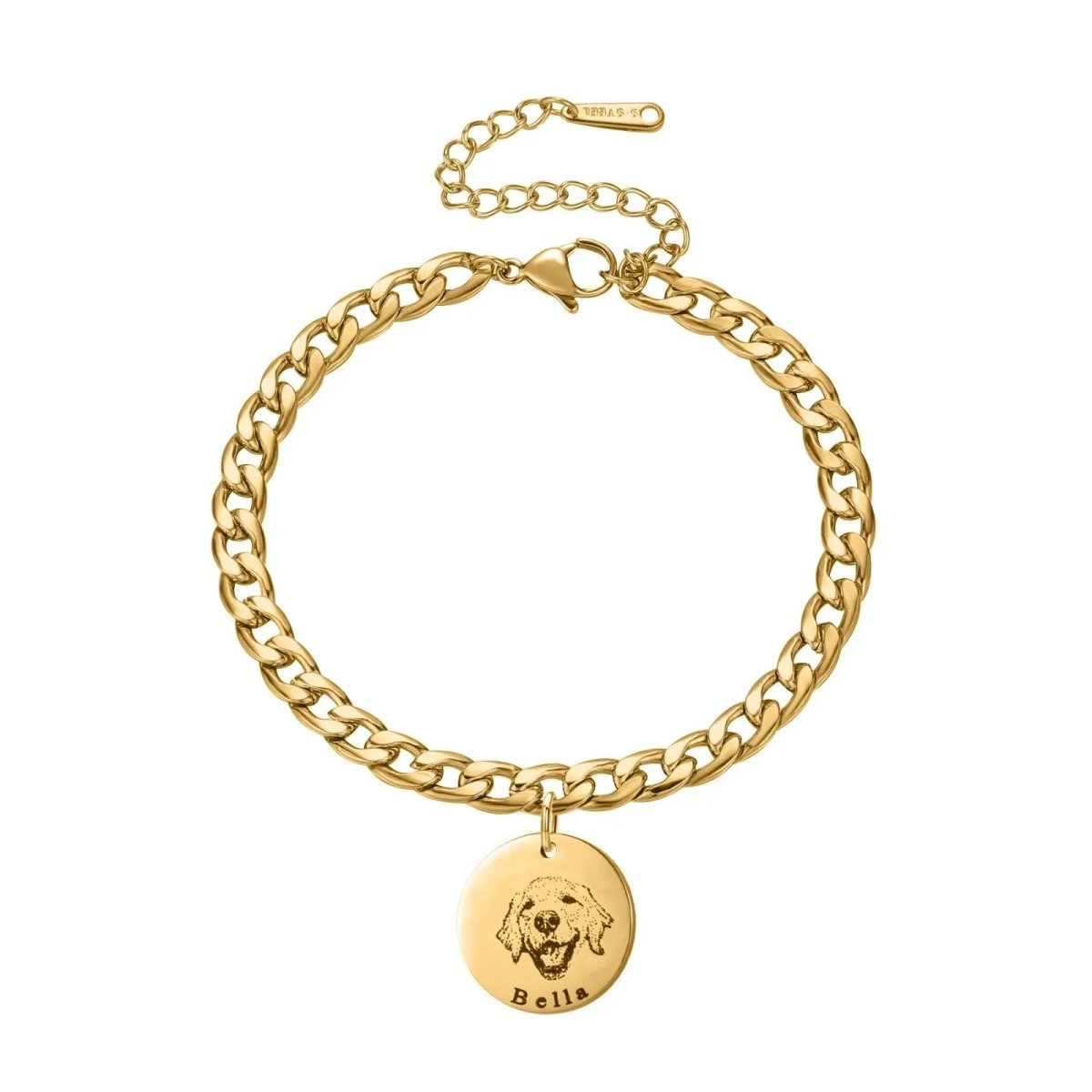 Engraved Pet Portrait Disc Bracelet – Custom Dog & Cat Jewelry in Gold, Silver or Rose Gold - MyFurHero