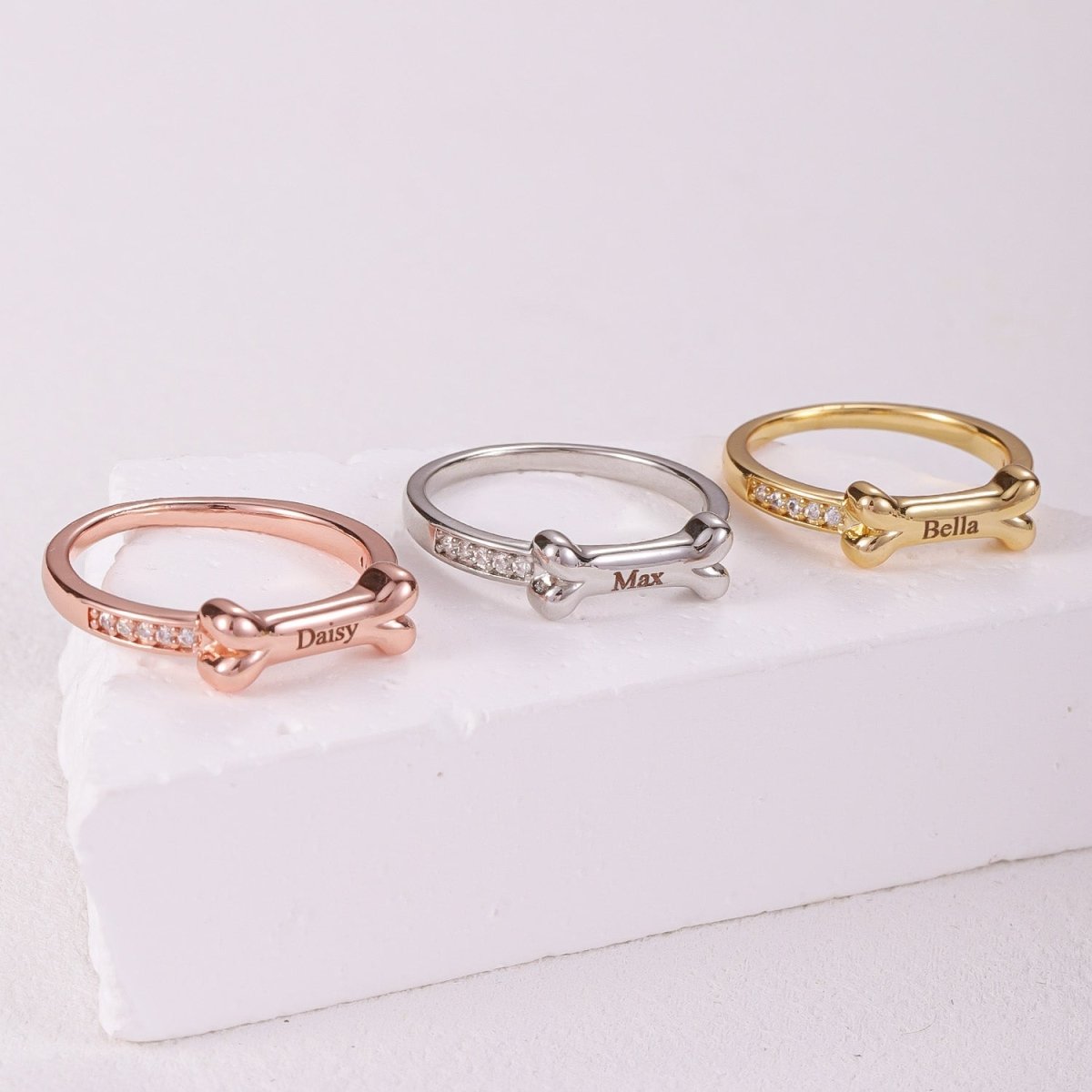 Personalized Dog Bone Ring with Pet’s Name - MyFurHero